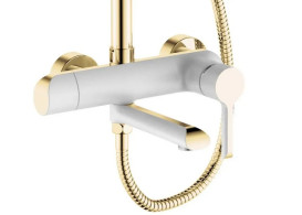 Душова стійка для ванни Rea Melia зі змішувачем білий/золото REA-P2406