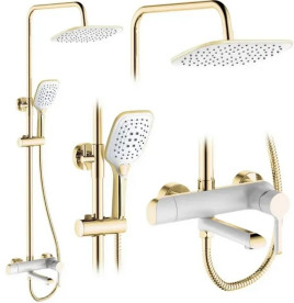 Душова стійка для ванни Rea Melia зі змішувачем білий/золото REA-P2406