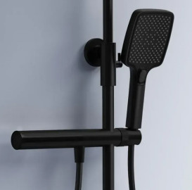 Душевая стойка для ванны Rea Pedro с термостатом черный REA-P0897