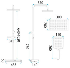 Душевая стойка для ванны Rea Pedro с термостатом черный REA-P0897