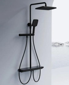 Душевая стойка для ванны Rea Pedro с термостатом черный REA-P0897