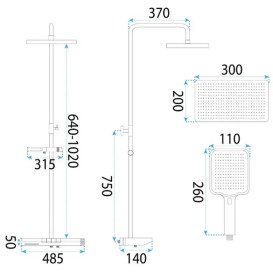 Душевая стойка для ванны Rea Pedro с термостатом графит REA-P0896