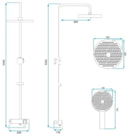 Душевая стойка для ванны Rea Rebel со смесителем матовое золото REA-P2414