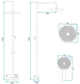 Душевая стойка для ванны Rea Rebel со смесителем золото REA-P2413