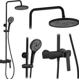 Душевая стойка для ванны Rea Rebel со смесителем черный REA-P2416