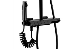 Душова стійка для ванни Rea Rob з термостатом чорний REA-P6627