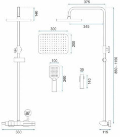 Душова стійка для ванни Rea Rob з термостатом чорний REA-P6627