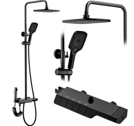 Душова стійка для ванни Rea Rob з термостатом чорний REA-P6627