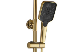 Душевая стойка для ванны Rea Rob с термостатом матовое золото REA-P6623