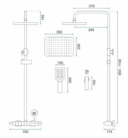 Душова стійка для ванни Rea Rob із термостатом нікель REA-P6624