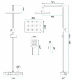Душевая стойка для ванны Rea Rob с термостатом хром REA-P6626