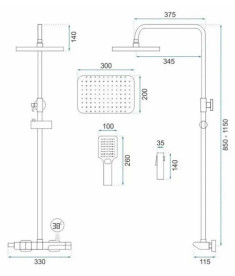 Душова стійка для ванни Rea Rob із термостатом золото REA-P6625
