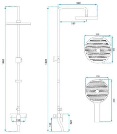 Душевая стойка для ванны Rea Salton со смесителем черный REA-P2409