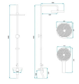 Душова стійка для ванни Rea Salton із змішувачем золото REA-P2407
