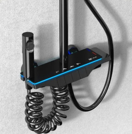 Душевая стойка для ванны Rea Savio с термостатом черный REA-P8410