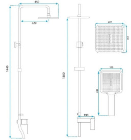 Душова стійка для ванни Rea Storm 2.0 із змішувачем золото REA-P9530