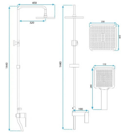 Душевая стойка для ванны Rea Storm 2.0 со смесителем черный REA-P9532