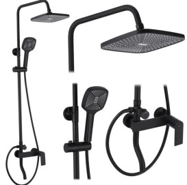 Душевая стойка для ванны Rea Storm 2.0 со смесителем черный REA-P9532