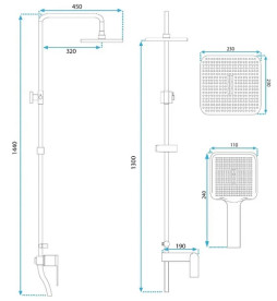 Душова стійка для ванни Rea Storm 2.0 із змішувачем матове золото REA-P9535