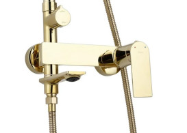 Душевая стойка для ванны Rea Storm со смесителем золото REA-P9531