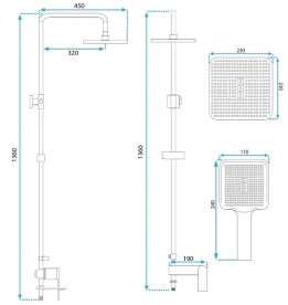 Душевая стойка для ванны Rea Storm со смесителем золото REA-P9531
