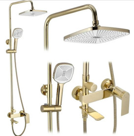 Душевая стойка для ванны Rea Storm со смесителем золото REA-P9531