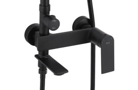 Душевая стойка для ванны Rea Storm со смесителем черный REA-P9533