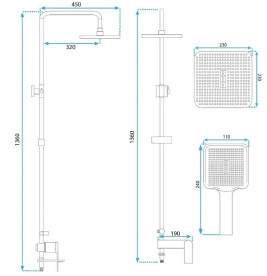 Душевая стойка для ванны Rea Storm со смесителем черный REA-P9533