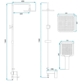 Душевая стойка для ванны Rea Storm со смесителем графит REA-P9534