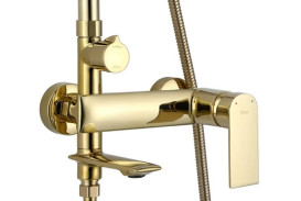 Душова стійка для ванни Rea Veneta із змішувачем золото REA-P7842