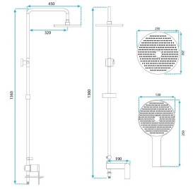 Душова стійка для ванни Rea Veneta із змішувачем золото REA-P7842