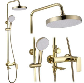 Душова стійка для ванни Rea Veneta із змішувачем золото REA-P7842