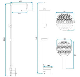 Душова стійка для ванни Rea Veneta зі змішувачем хром REA-P7843