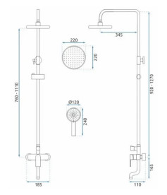 Душевая стойка для ванны Rea Verso со смесителем черный REA-P9145