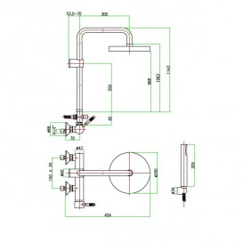 Душова стійка Fiore Xenon з верхнім і ручним душем чорний матовий 44NN5168