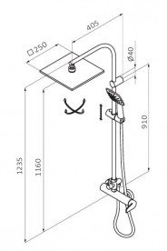 Душевая стойка GRB Winner со смесителем верхним и ручным душем хром 44465440XL