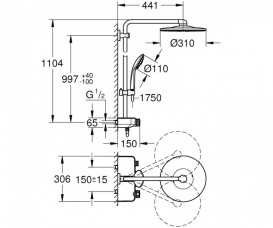 Душова стійка Grohe Euphoria Smart Control System 310 Duo з термостатом холодний світанок глянсовий 26507GL0
