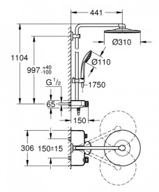 Душевая стойка Grohe Euphoria Smart Control System 310 Duo с термостатом фантомный черный 22120KF0
