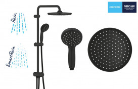 Душевая стойка Grohe QuickFix Vitalio Start System 250 с верхним и ручным душем черный матовый 266802430