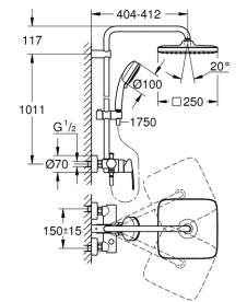 Душевая стойка Grohe Tempesta Cosmopolitan System 250 Cube со смесителем хром 26692000