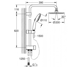 Душова стійка Grohe Tempesta System 200 з верхнім та ручним душем хром 26981001