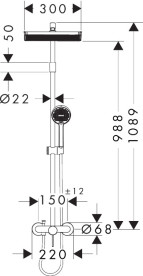 Душова стійка Hansgrohe Activera Q 290/180 1jet EcoSmart із змішувачем Varia хром 28747000