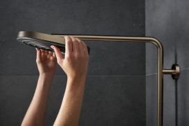 Душевая стойка Hansgrohe Pulsify S Puro Showerpipe 260 1jet EcoSmart с термостатом бронза 24223140