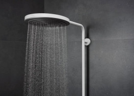Душова стійка Hansgrohe Pulsify S Puro Showerpipe 260 1jet EcoSmart із термостатом білий матовий 24223700