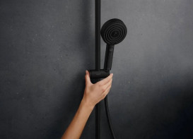 Душевая стойка Hansgrohe Pulsify S Puro Showerpipe 260 1jet EcoSmart с термостатом черный матовый 24237670
