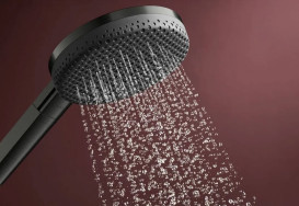 Душевая стойка Hansgrohe Raindance Alive Q 34х21 см 1jet с термостатом ShowerSelect Comfort черный матовый хром 24580340