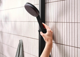 Душова стійка Hansgrohe Raindance Alive Q 34х21 см 1jet із термостатом ShowerSelect Comfort чорний матовий 24580670