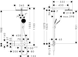 Душова стійка Hansgrohe Raindance Alive Q 34х21 см 1jet із термостатом ShowerSelect Comfort білий матовий 24580700