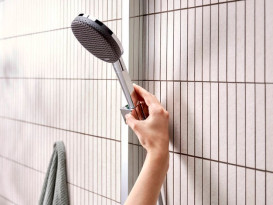 Душова стійка Hansgrohe Raindance Alive Q 34х21 см 1jet EcoSmart з термостатом ShowerSelect Comfort хром 24581000