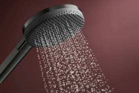 Душова стійка Hansgrohe Raindance Alive Q 34х21 см 1jet EcoSmart із термостатом чорний матовий хром 24581340